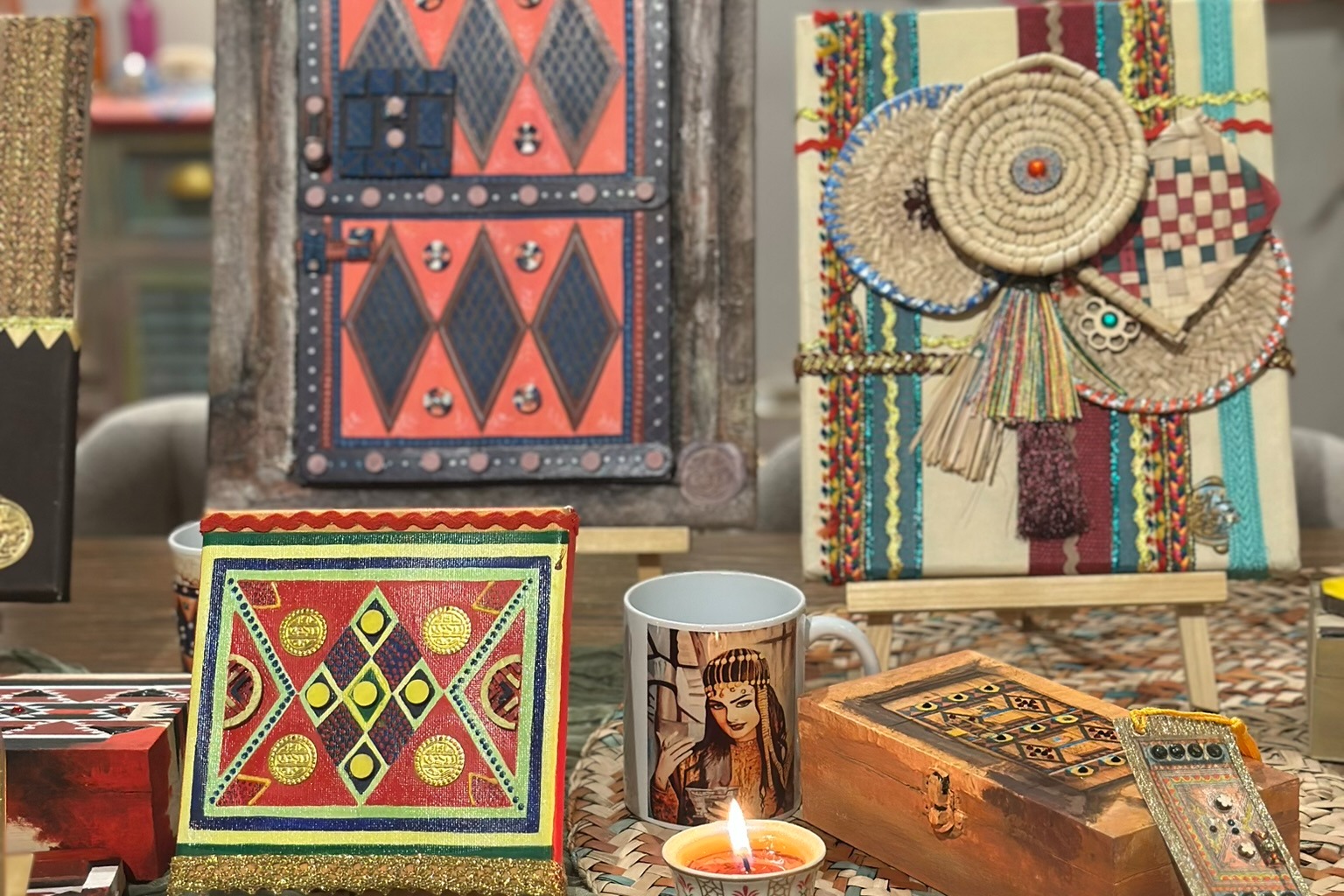 Traditional Fabric Collage Art